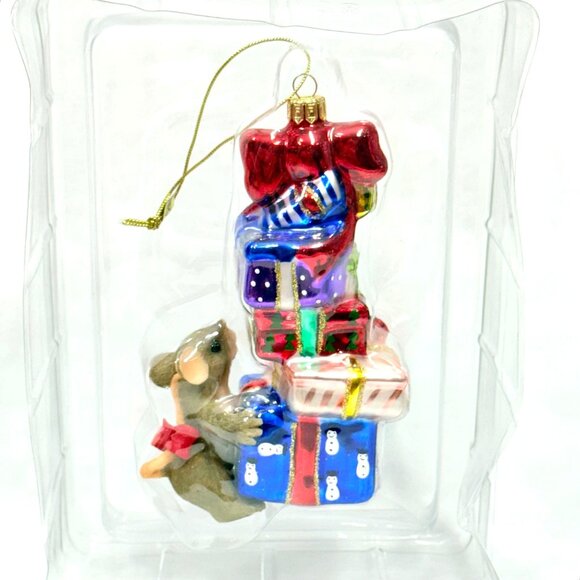 Vintage Charming Tails Glass Ornament "Stacks Of Joy" by Fitz & Floyd - Picture 5 of 8